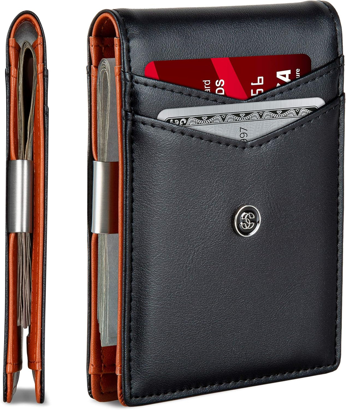 Slim Wallets for Men. Minimalist Bifold Wallet with Money Clip & ID Window. RFID Blocking Credit Card Holder Front Pocket Wallet, Gifts for Men - Husband Father on Birthday Anniversary.