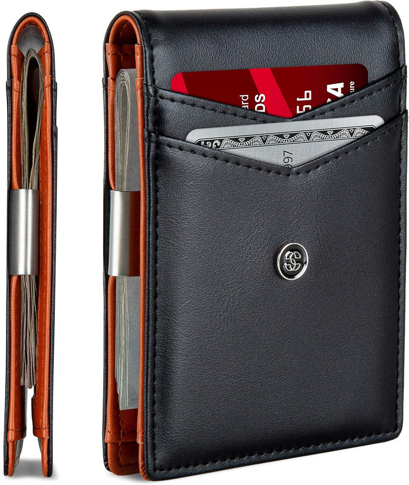 Slim Wallets for Men. Minimalist Bifold Wallet with Money Clip & ID Window. RFID Blocking Credit Card Holder Front Pocket Wallet, Gifts for Men - Husband Father on Birthday Anniversary.