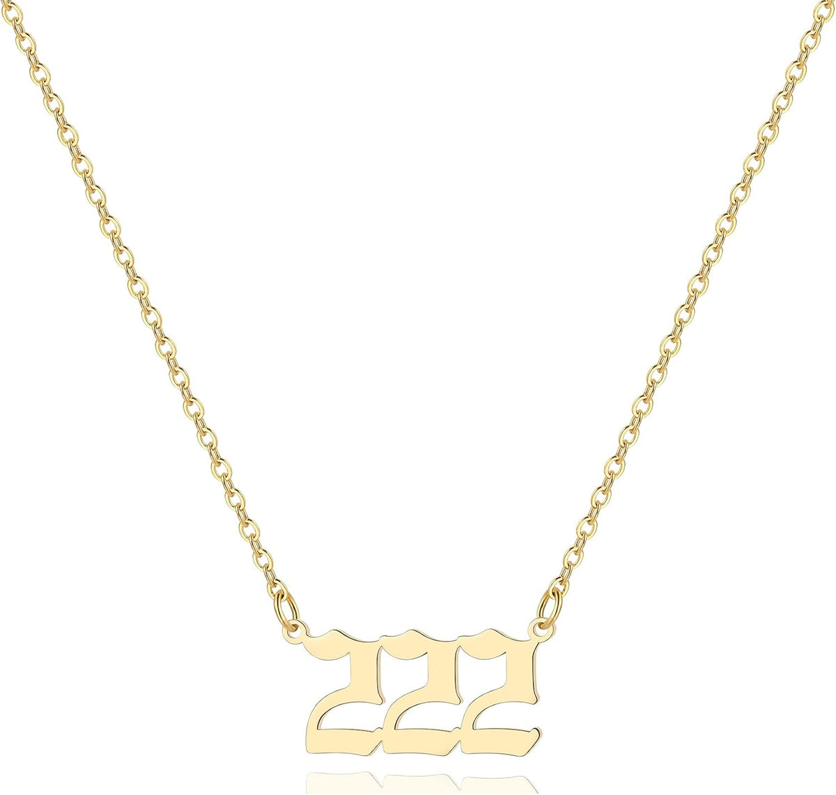 Angel Number Necklace for Women, 18K Gold Plated 000 111 222 333 444 555 666 777 888 999 Necklace Numerology Jewelry