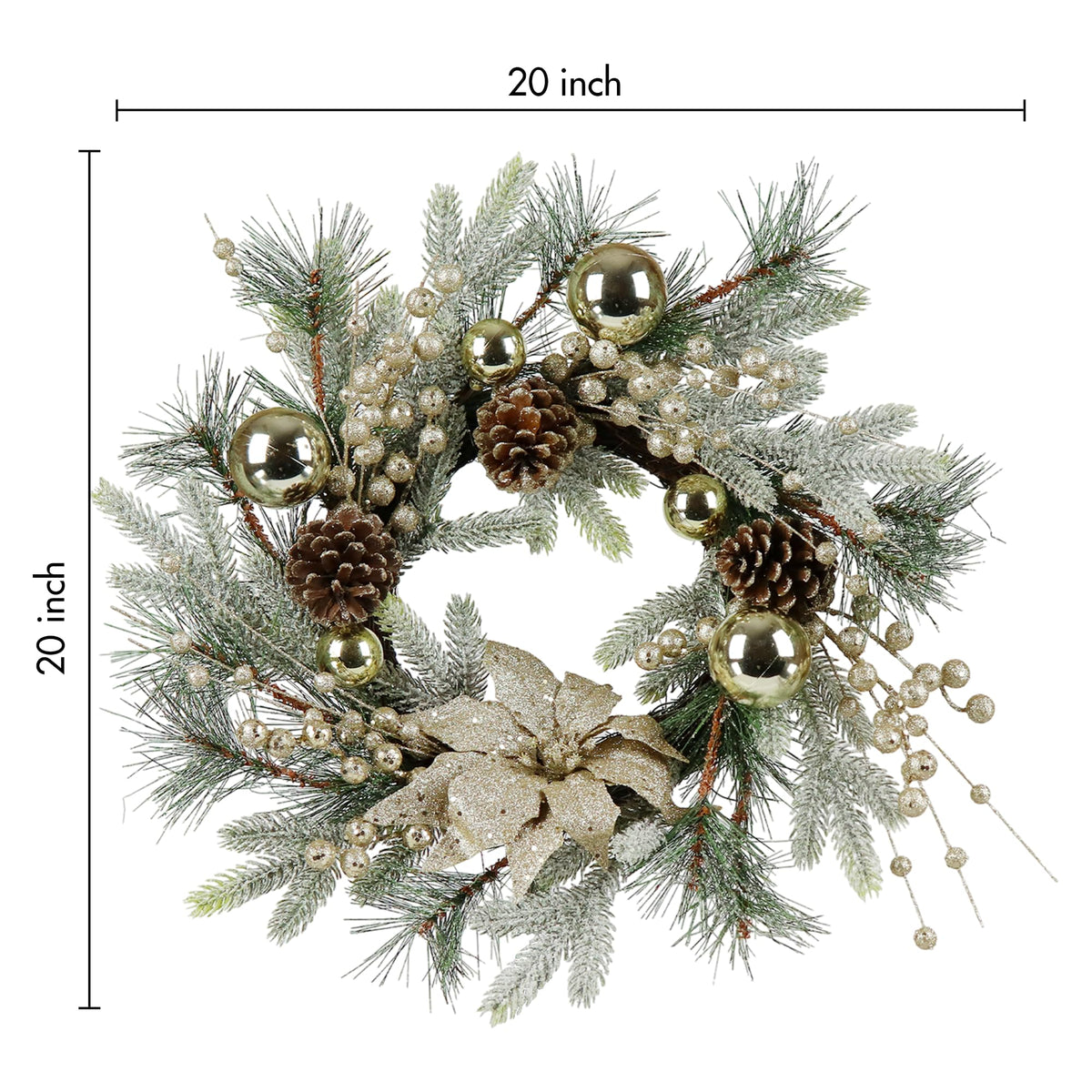 Christmas Wreath 20 Inch with Warm Lights