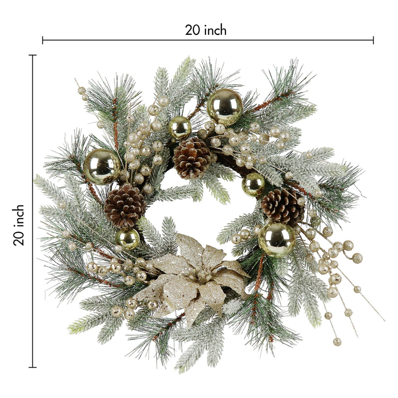 Christmas Wreath 20 Inch with Warm Lights