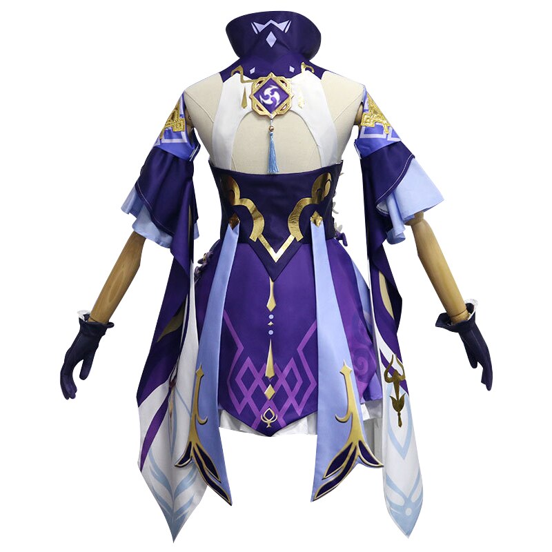 Lolita Maid Uniform Genshin Impact Keqing Cosplay Costume Anime Halloween Carnival Dress Gloves Socks