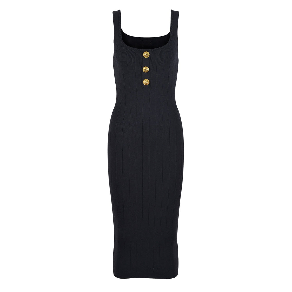 Knitted dress with U-neck strap and gold buckle design, exuding a sense of temperament and covering buttocks, sexy dress