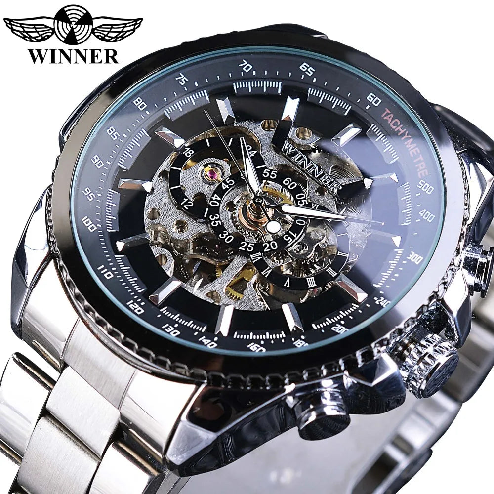 Winner Watch Fashion Sport Design Bezel Golden Men Watches Top New Luxury Clock Men Steampunk Automatic Skeleton Watch