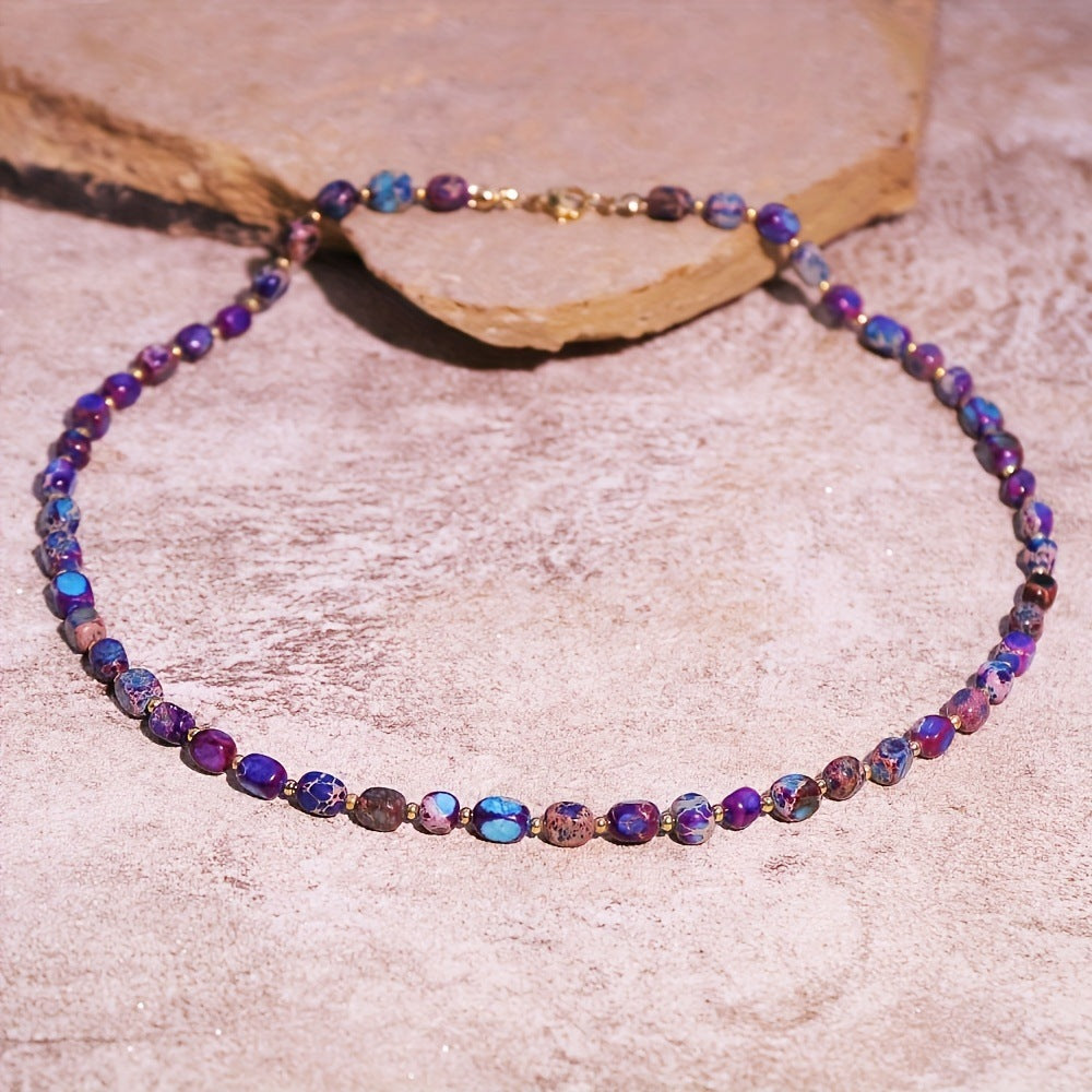Fashionable And Elegant Necklace Featuring Purple Natural Stones