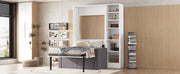 Twin Size Murphy Bed Wall Bed with Sofa,with Shelves,White