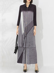 High end fashion temperament mid length top wide leg pants two-piece set