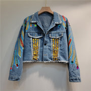 Handmade nail bead heavy industry ins western-style jacket