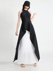 Fashion neck hanging sleeveless irregular two-piece set women's clothing