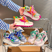 Breathable mesh single mesh thick sole white casual sports mesh shoes