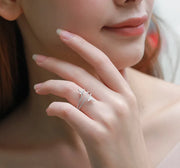 Elegant Double Butterfly 925 Sterling Silver Ring with Clear Zircon Diamonds - Ideal Wedding Engagement Gift Jewelry