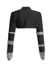 Slim fit and slim cardigan with a niche design sense Heavy duty diamond inlaid ultra short jacket for women