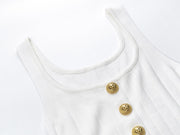 Knitted dress with U-neck strap and gold buckle design, exuding a sense of temperament and covering buttocks, sexy dress