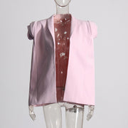 Fashionable three-dimensional flower design with button decoration shawl small suit jacket for women