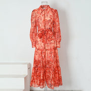 High quality printed single row multi button skirt