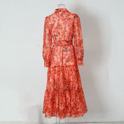 High quality printed single row multi button skirt