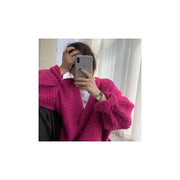 Retro-lazy-style Solid-color Chic Mohair Knit Sweater
