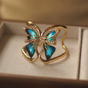 Alexis Bittar Butterfly Brushed Adjustable Design Retro Vintage Opening Bracelet