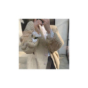 Retro-lazy-style Solid-color Chic Mohair Knit Sweater