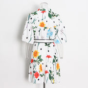 Standing collar short sleeved high waisted slimming waistband dress