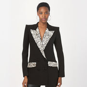 Handmade gorgeous heavy work nail bead inlaid diamond slim fitting long suit jacket