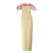 Slim French dress women's feather strapless skirt