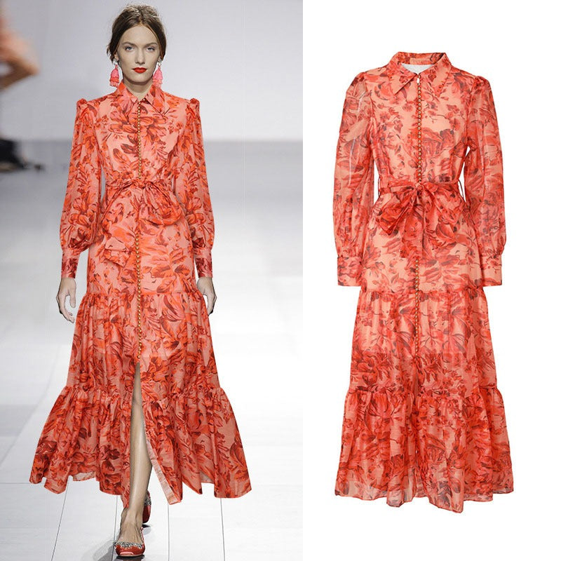 High quality printed single row multi button skirt
