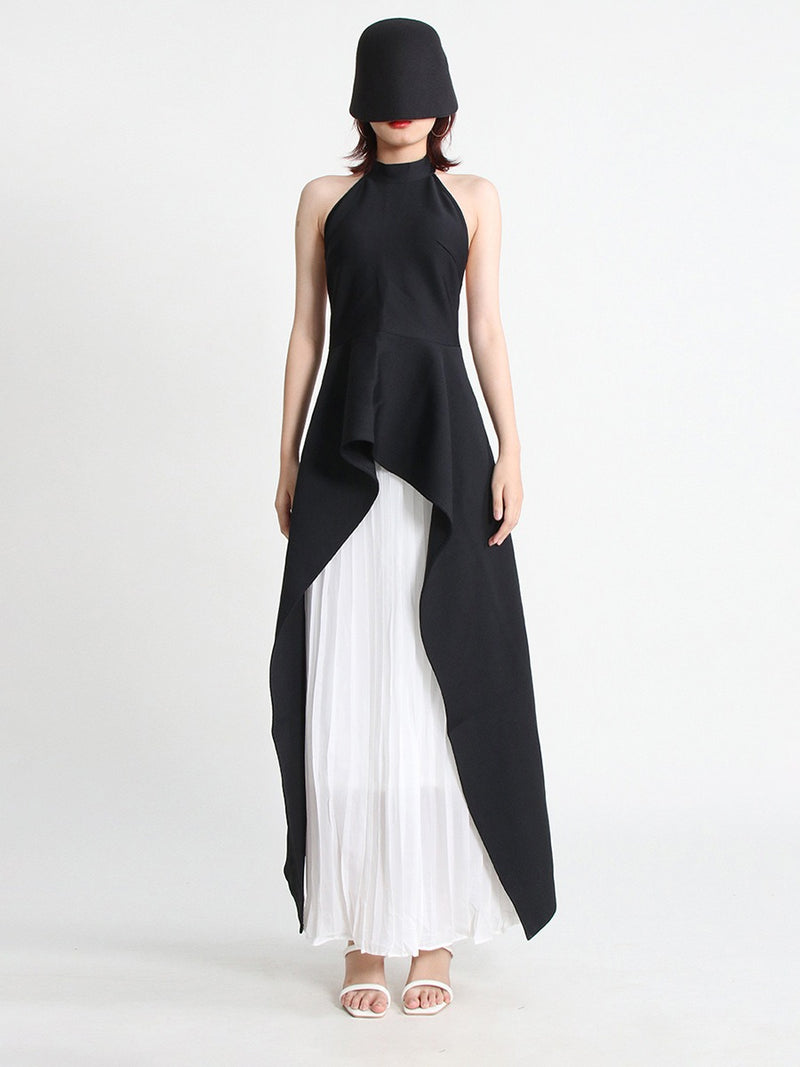 Fashion neck hanging sleeveless irregular two-piece set women's clothing