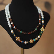 European and American Style French Designer Palace Style Retro Cotton Pearl Beaded Necklace Vintage Medieval