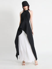 Fashion neck hanging sleeveless irregular two-piece set women's clothing