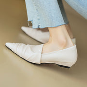 Pointed low heel women's shoes, silver fashion shoes, flat shoes, black off white