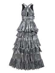 V-neck sleeveless high waisted dress that highlights height niche trailing long dress adult gown