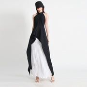 Fashion neck hanging sleeveless irregular two-piece set women's clothing