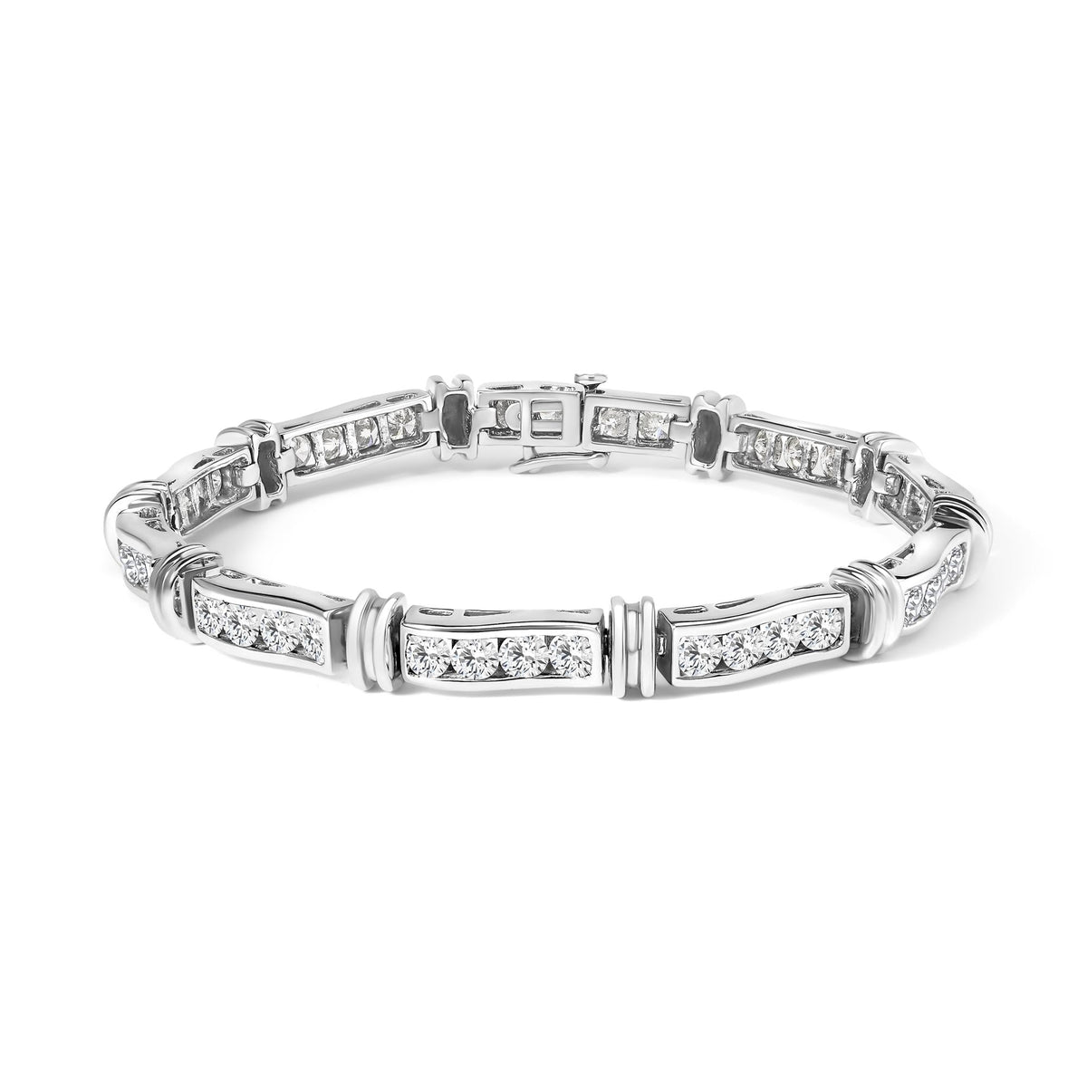 14K White Gold Diamond Elegance Bracelet - 7 Inches