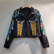 Handmade nail bead heavy industry ins western-style jacket