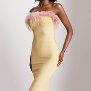 Slim French dress women's feather strapless skirt