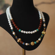 European and American Style French Designer Palace Style Retro Cotton Pearl Beaded Necklace Vintage Medieval