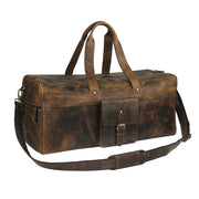 Real Goat Leather Vintage Travel Luggage Bag Shoulder Gym Duffel Bag Large Round Waterproof Travel Duffel Bag