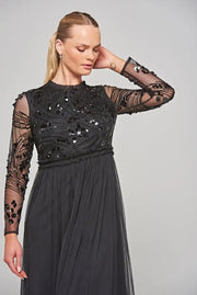 Custom Elegant Women's A-Line Anti-Static Party Evening Dress Satin with Sequined Beaded Embroidery Luxury