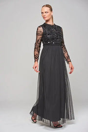 Custom Elegant Women's A-Line Anti-Static Party Evening Dress Satin with Sequined Beaded Embroidery Luxury
