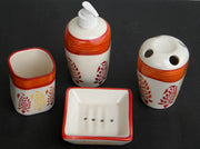 Eco-Friendly and Customized 4-Piece Ceramic Bathroom Set with Soap Dispenser Dish Tumbler Toothbrush Holder so