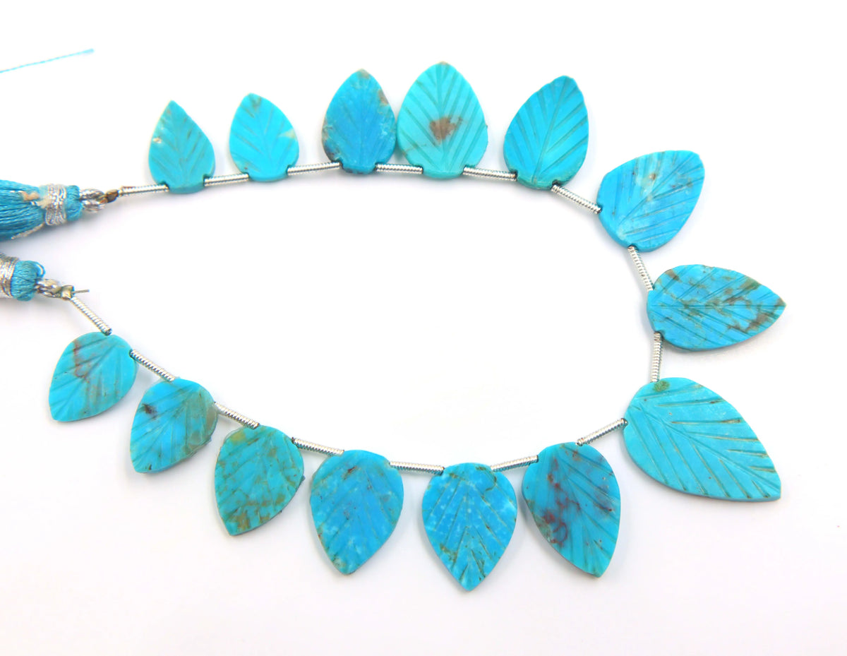 Natural Arizona Turquoise Leaf Carving Gemstone Beads Loose Stone Jewelry Making Wholesale Fashionable High Quality