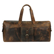 Real Goat Leather Vintage Travel Luggage Bag Shoulder Gym Duffel Bag Large Round Waterproof Travel Duffel Bag