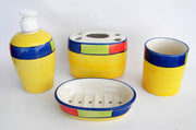 Eco-Friendly and Customized 4-Piece Ceramic Bathroom Set with Soap Dispenser Dish Tumbler Toothbrush Holder so