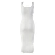 Knitted dress with U-neck strap and gold buckle design, exuding a sense of temperament and covering buttocks, sexy dress