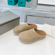 Lafite grass woven breathable bun half trailer women's big toe shoes