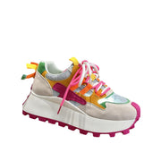 Breathable mesh single mesh thick sole white casual sports mesh shoes