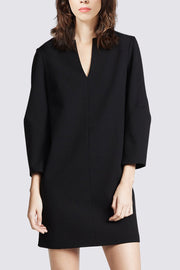 Fashion Women's Dress New V-neck Loose Solid Color Wrist Sleeve Above Knee Dresses Female Temperament Autumn