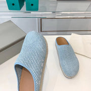 Lafite grass woven breathable bun half trailer women's big toe shoes