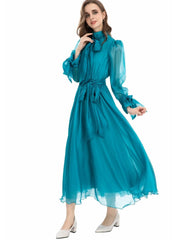 Lake blue flowing dress for women